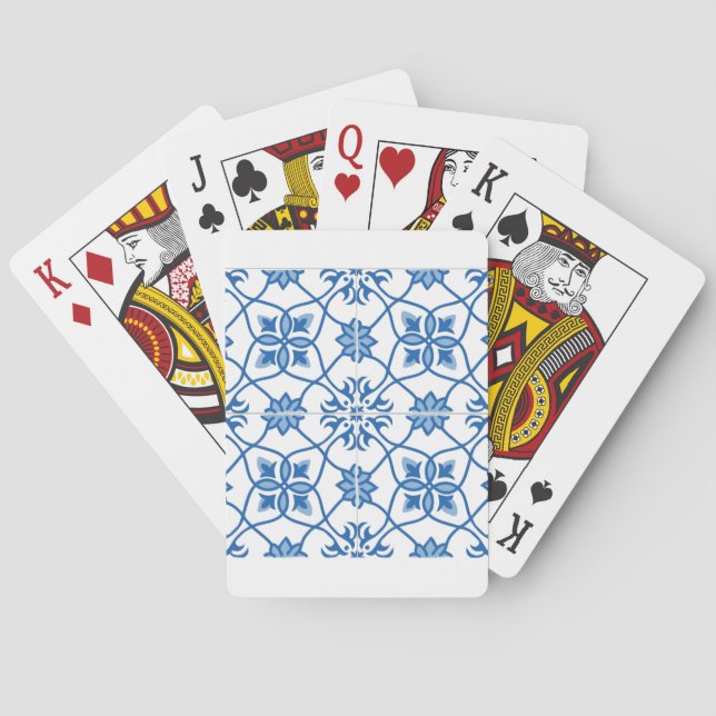 Vintage-Portugiesisches-Azulejo-Fliesenmuster Spielkarten (Rückseite)