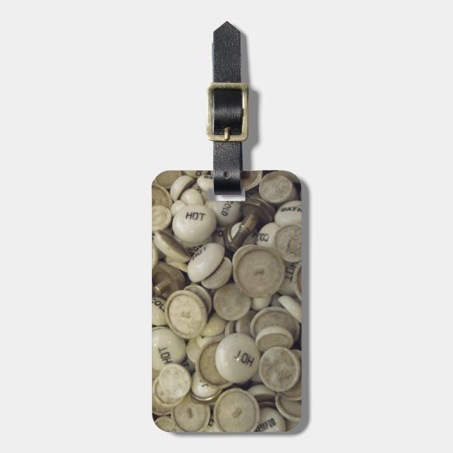 Vintage Porzellanknochen Gepäckanhänger (Vorderseite vertikal)