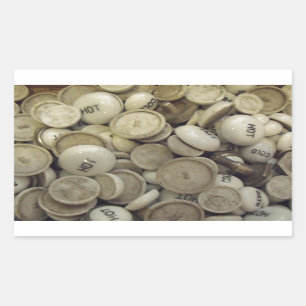 Vintage Porzellanknochen Rechteckiger Aufkleber