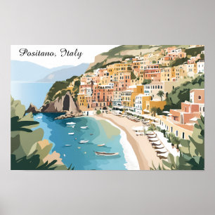 Vintage Positano Italien Amalfi-Küste Reise Kunst Poster