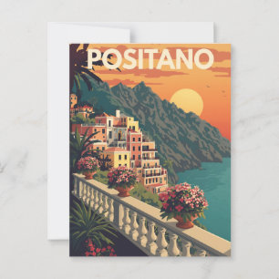 Vintage Positano Italien Reiseplakat Postkarte