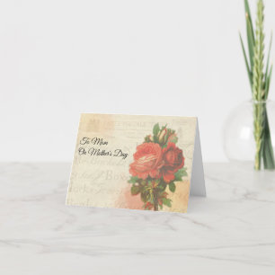 Vintage-Post-Muttertagsstrauß aus roten Rosen Feiertagskarte