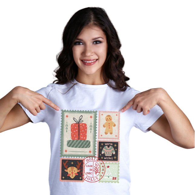 Vintage Postage Stamp Christmas Icon  T-Shirt (Von Creator hochgeladen)
