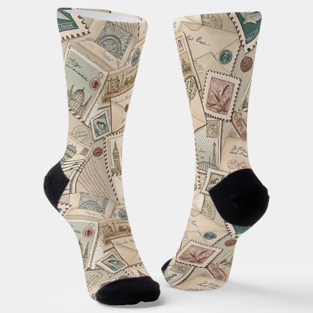 Vintage-Postbriefe Socken (Gewinkelt)