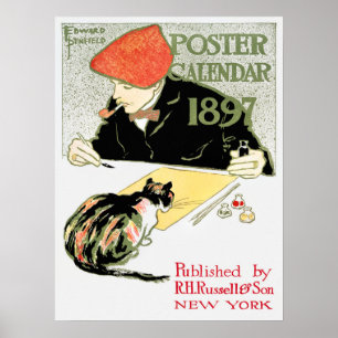 Vintage Posted Kalender-Anzeige Poster