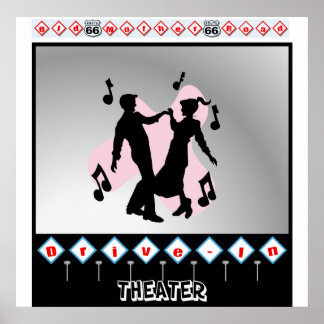 Vintage Poster 50er Drive In Theaterrock und Roll