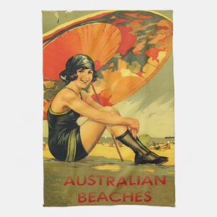 Vintage-Poster Australische Strände Handtuch