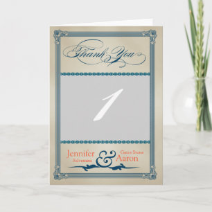 Vintage Poster Blue Cream Wedding Danke Foto