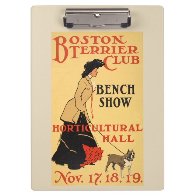 Vintage Poster - Boston Terrier Club - Benz Show Klemmbrett (Vorderseite)