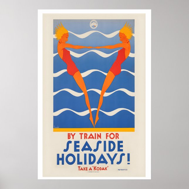 Vintage Poster By Train for Seaside Holidays (Vorne)