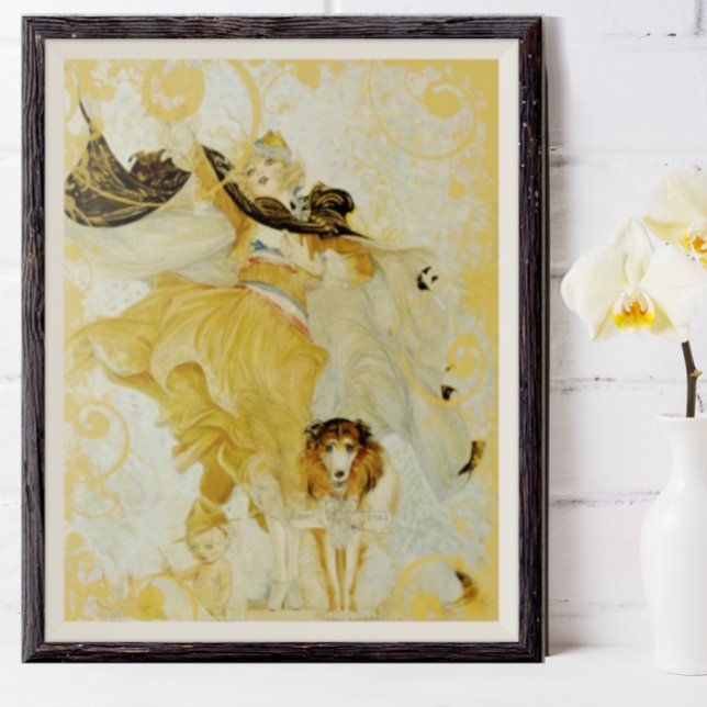 Vintage Poster Collie Hund und Mode Diva (Von Creator hochgeladen)