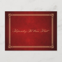 Vintage Poster Deep Red Wedding RSVP Postcard
