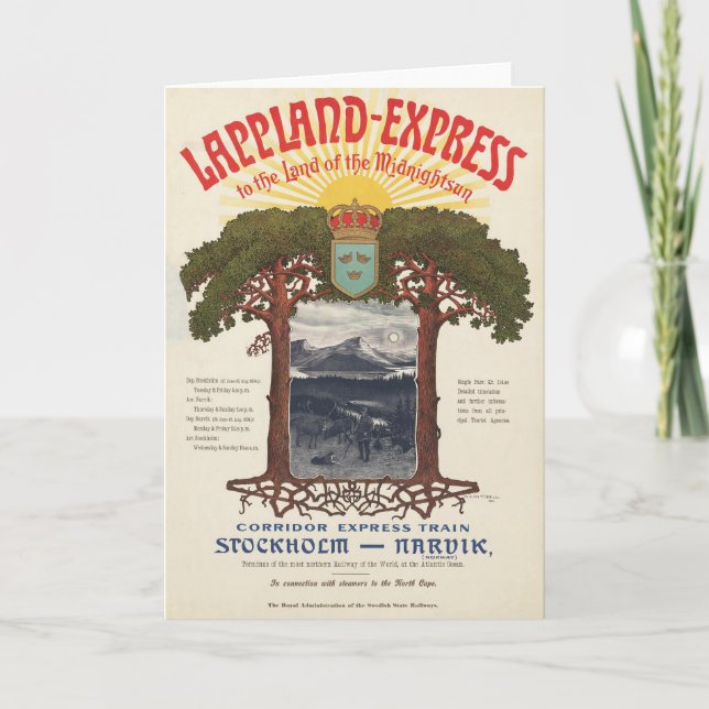 Vintage Poster des Lappland-Express-Zuges Karte (Vorderseite)