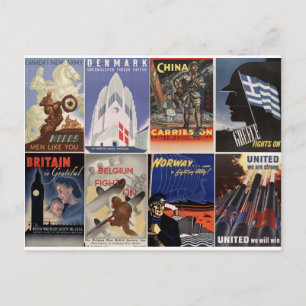 Vintage Poster des Zweiten Weltkriegs: geeint sind Postkarte