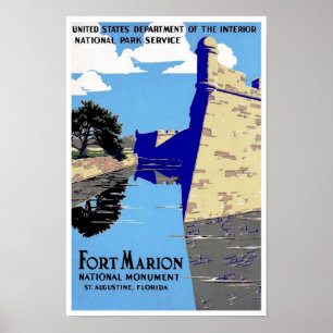 Vintage Poster Druck Fort Marion Nationalpark