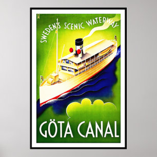 Vintage Poster Druck Göta-Kanal Schweden Wasserstr