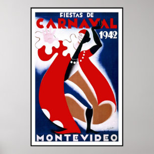 Vintage Poster Druck Montevideo Uruguay Fiestas