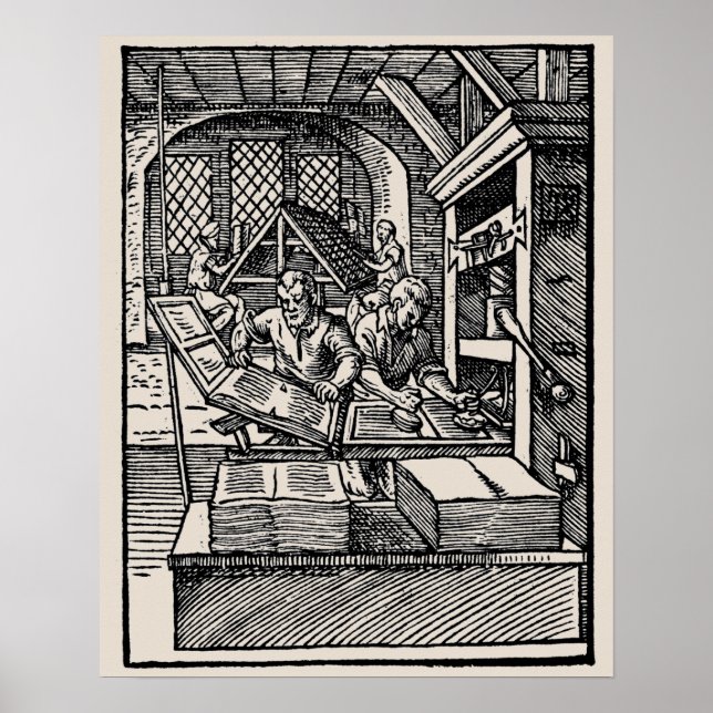 Vintage-Poster einer Handpresse aus dem 16. Jahrhu Poster (Vorne)