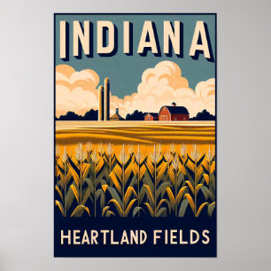 Vintage-Poster einer Indiana-Farm-Landschaft Poster