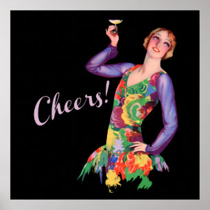 Vintage-Poster eines Flapper-Mädchens aus den 1920 Poster