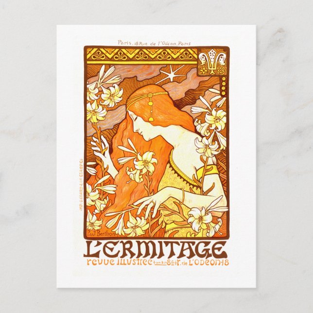 Vintage Poster Französisches Magazin Jugendstil Fr Postkarte (Vorderseite)