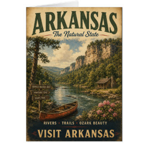 Vintage-Poster für Arkansas-Reisen mit Buffalo Nat