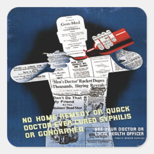 Vintage-Poster für öffentliche Gesundheit Aufklebe Quadratischer Aufkleber