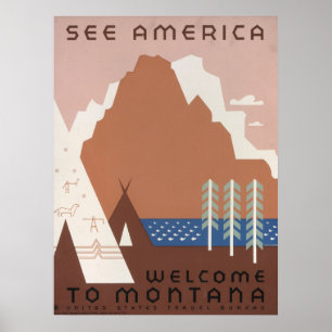 Vintage Poster für Reisen nach Montana. 2