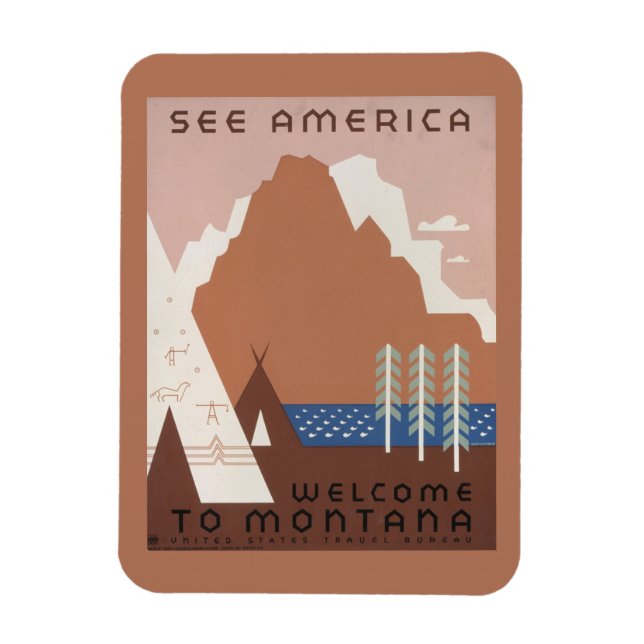 Vintage Poster für Reisen nach Montana. 2 Magnet (Vertikal)