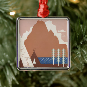 Vintage Poster für Reisen nach Montana. 2 Ornament Aus Metall