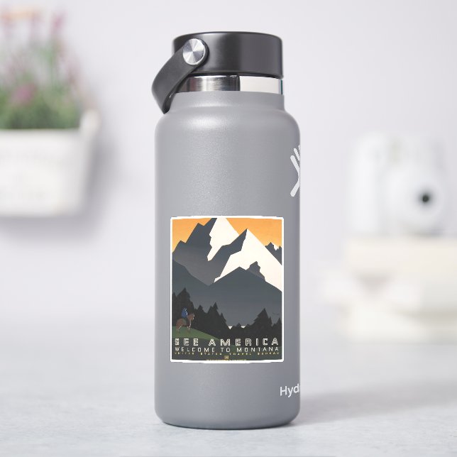 Vintage Poster für Reisen nach Montana. Aufkleber (HydroFlask)