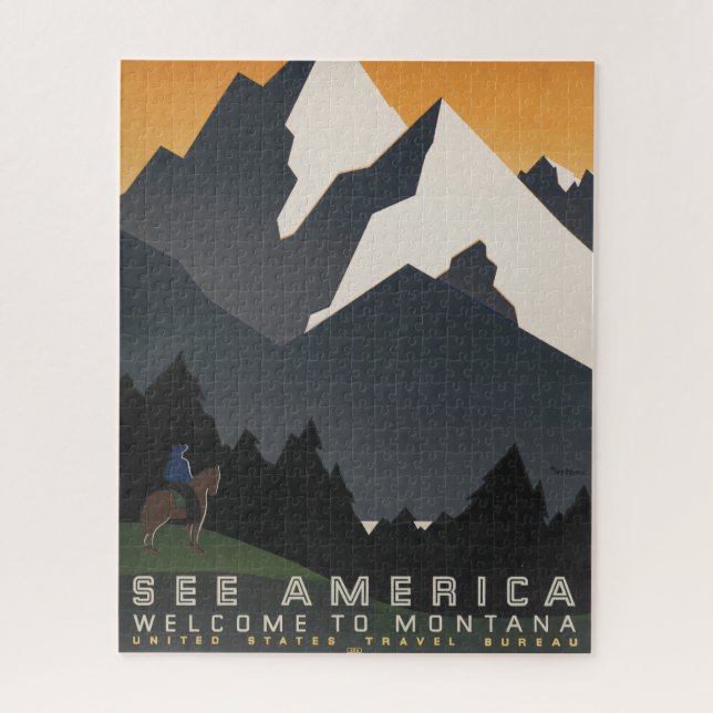Vintage Poster für Reisen nach Montana. Puzzle (Vertikal)