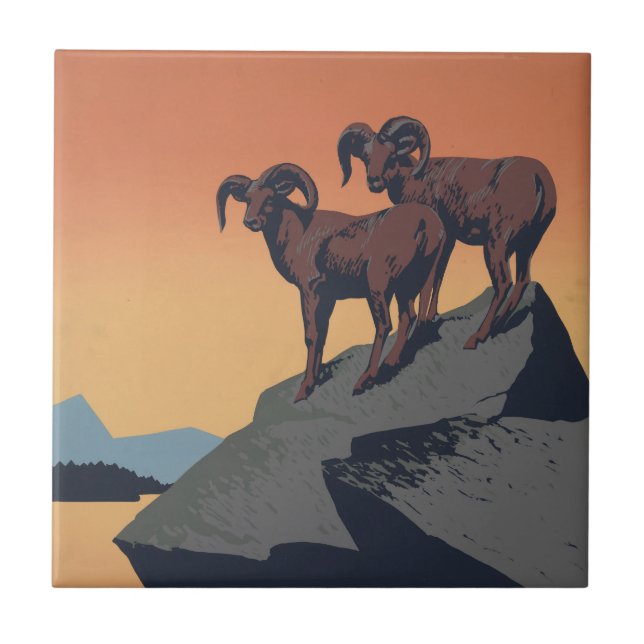 Vintage Poster für Reisen zu Nationalparks Fliese (Vorderseite)