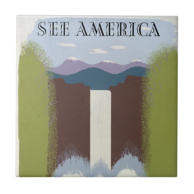 Vintage Poster für Reisen zu Nationalparks. Fliese (Vorderseite)