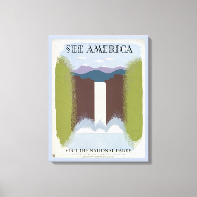 Vintage Poster für Reisen zu Nationalparks. Leinwanddruck (Vorderseite)