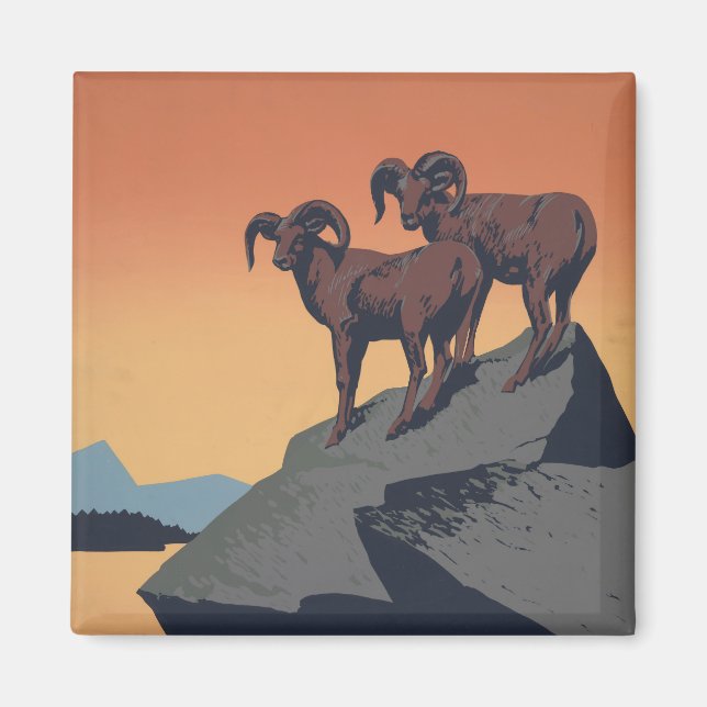 Vintage Poster für Reisen zu Nationalparks Magnet (Vorne)