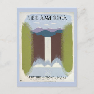 Vintage Poster für Reisen zu Nationalparks. Postkarte