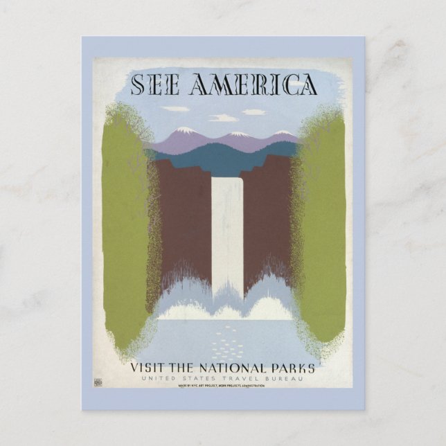 Vintage Poster für Reisen zu Nationalparks. Postkarte (Vorderseite)