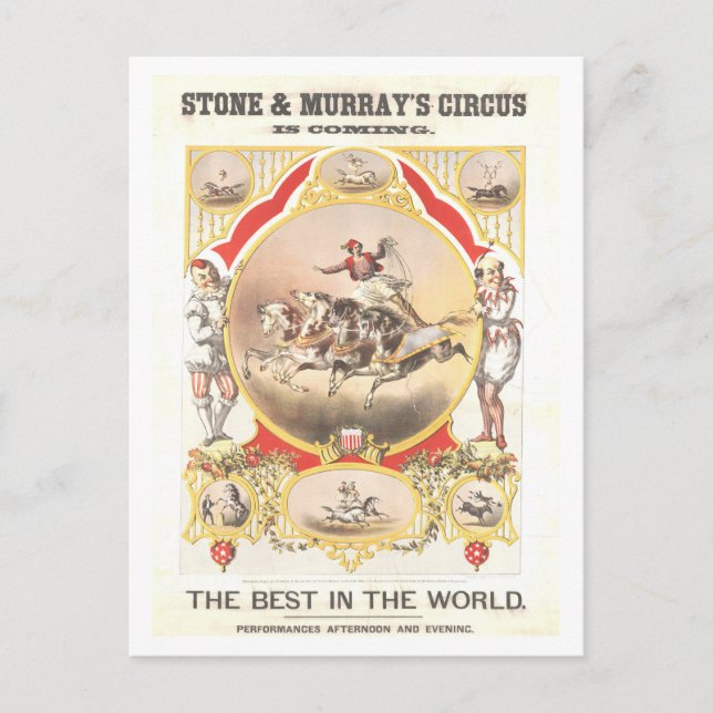 Vintage Poster für Stone & Murray Circus Postkarte (Vorderseite)