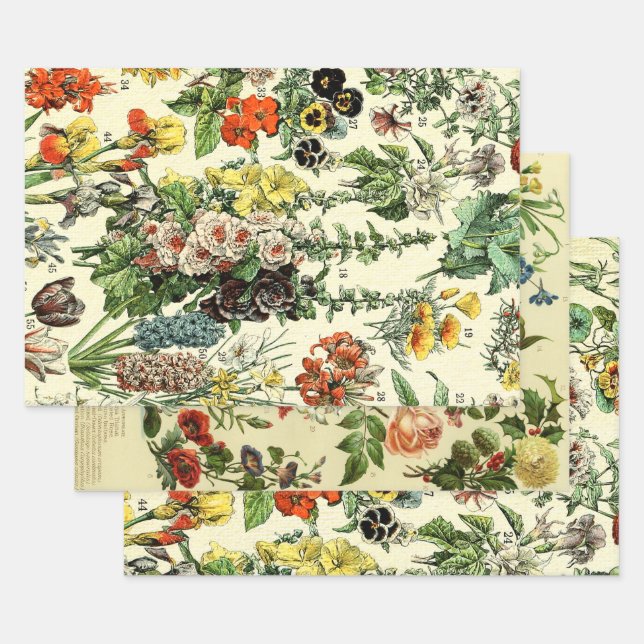 Vintage Poster Hollyhock Fleurs Geschenkpapier Set (Set)
