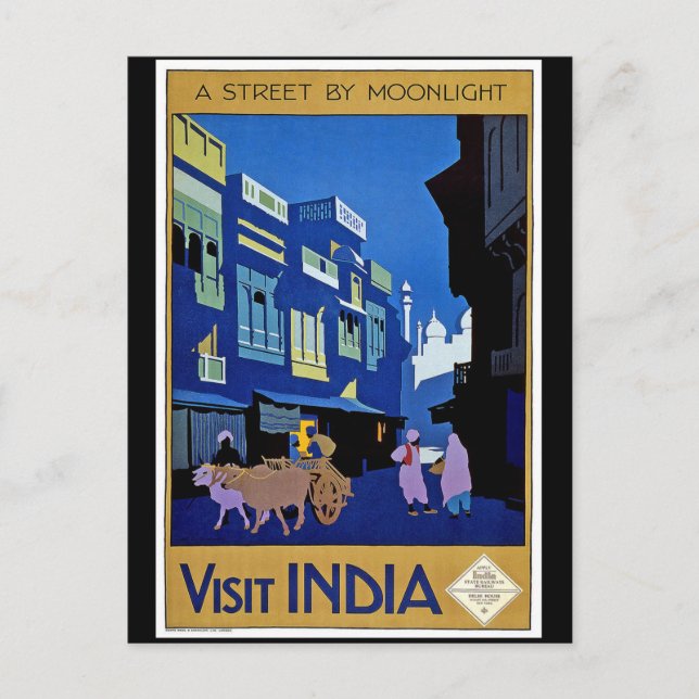 Vintage Poster, Indien besuchen, Postkarte (Vorderseite)