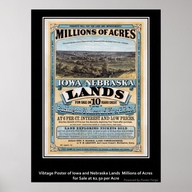 Vintage Poster Iowa/Nebraska Land Sale (Vorne)