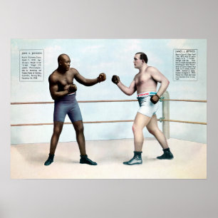 Vintage-Poster Jack Johnson gegen Jim Jeffries Box Poster