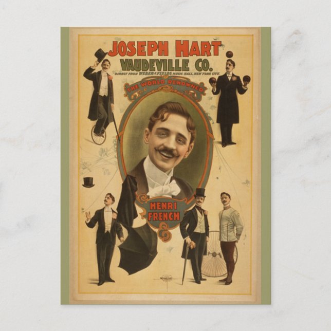 Vintage Poster - Joseph Hart Vaudeville Co - 1899 Postkarte (Vorderseite)