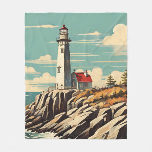 Vintage Poster Lighthouse Fleecedecke