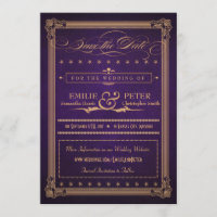Vintage Poster Lila und Gold Save the Date