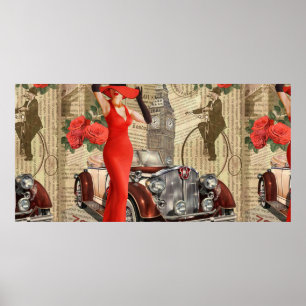 Vintage Poster London riss Zeitungshintergrund.