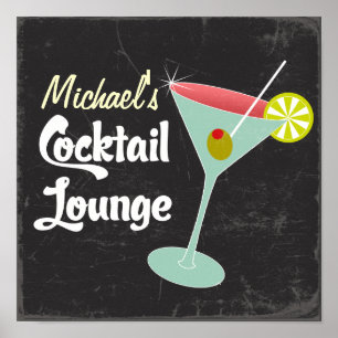 Vintage Poster, Martini-Glas Cocktails Poster