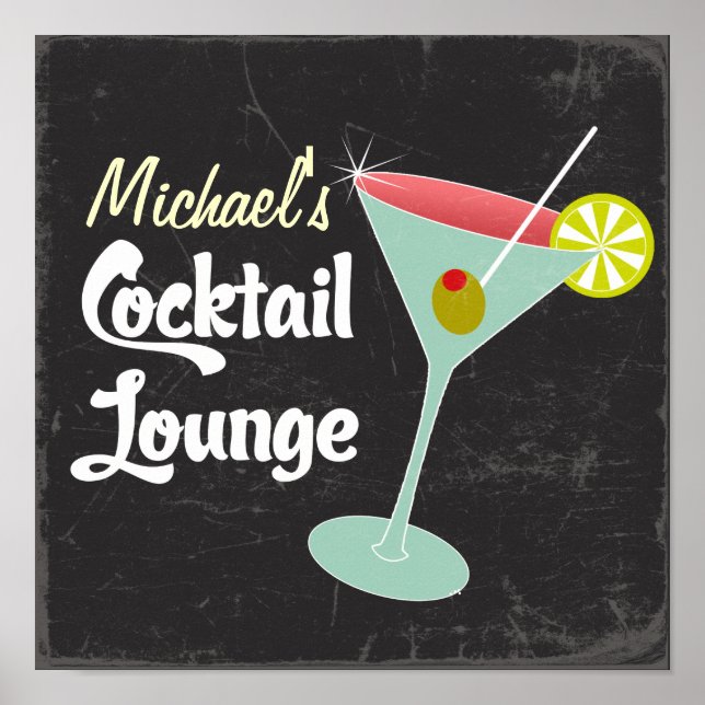 Vintage Poster, Martini Glass Cocktails Poster (Vorne)
