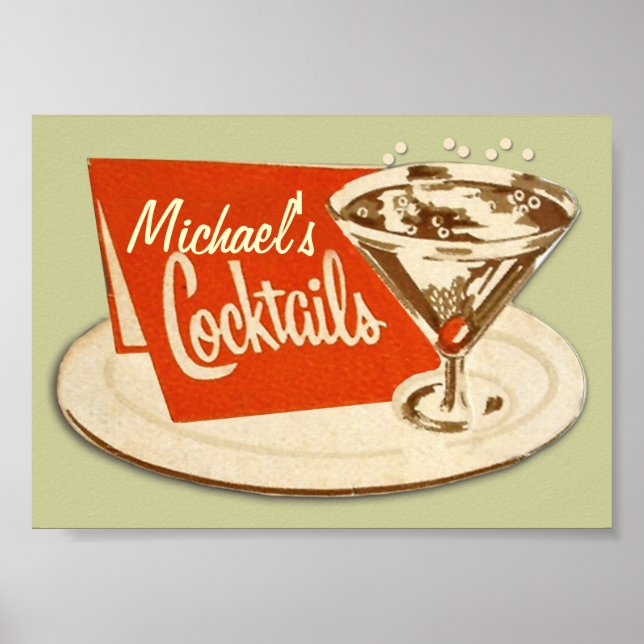 Vintage Poster, Martini Glass Cocktails Poster (Vorne)